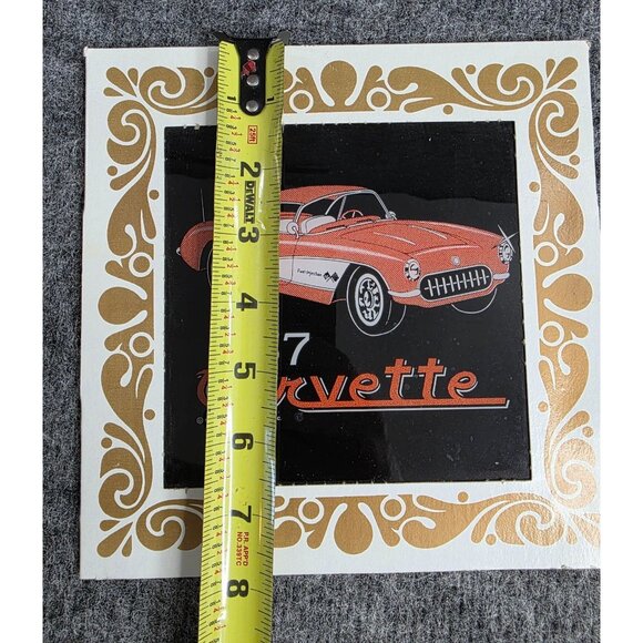 1957 Corvette Mirror Wall Art Gold Design Novelty Mirror Designs Retro 7x7 Vtg - Picture 2 of 5